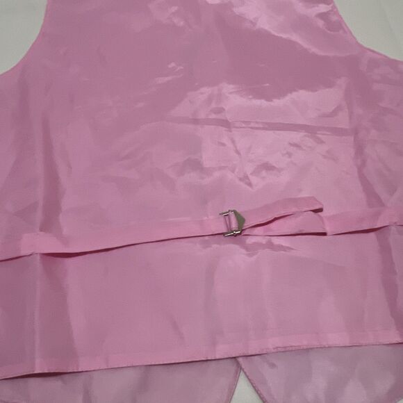 Vesuvio Napoli  ITALY Pink Satin Vest L Covered Buttons Pockets Adjustable Strap - Picture 7 of 9